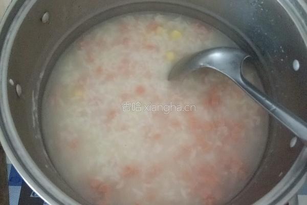 玉米火腿粥的做法图解3