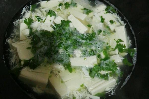 蟹肉荠菜豆腐汤的做法图解6