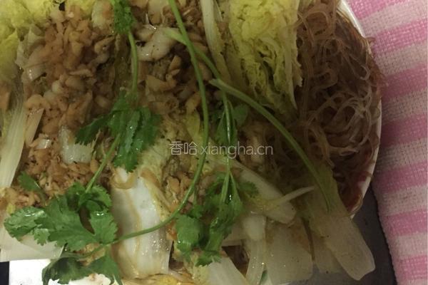 娃娃菜蒸粉丝的做法图解4