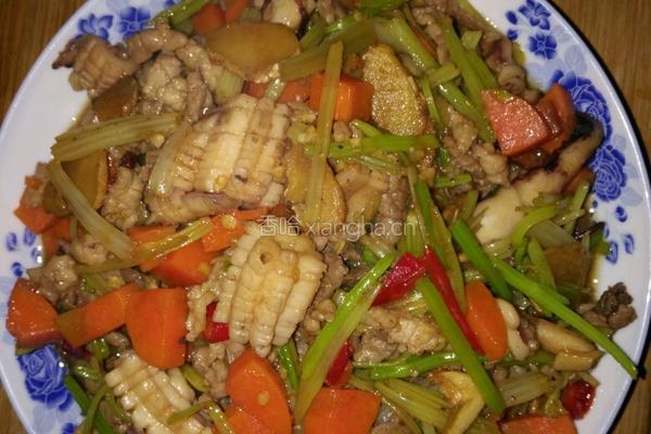 鱿鱼炒肉丝的做法图解3