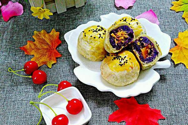 紫薯肉松蛋黄酥的做法图解19