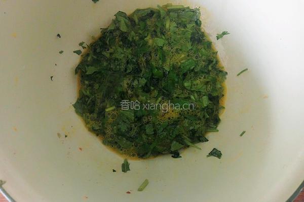 香菜炒鸡蛋的做法图解5