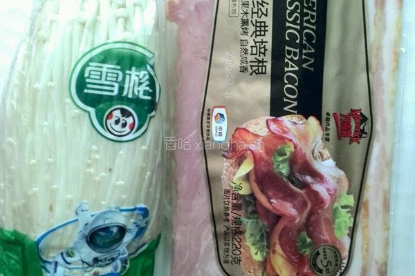 香煎培根金针菇卷的做法图解1