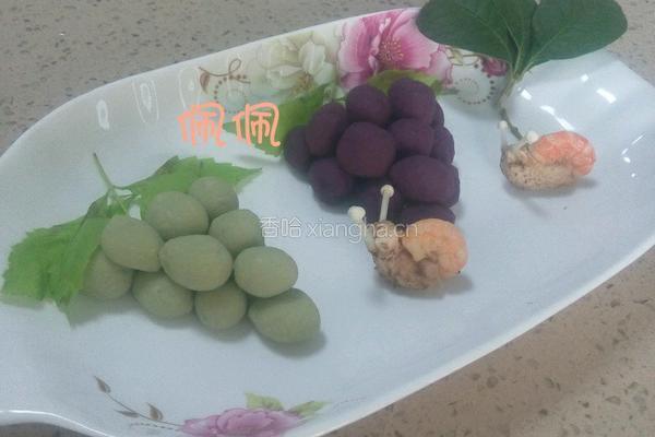 蜗牛和葡萄(山药紫薯丸子)的做法图解7
