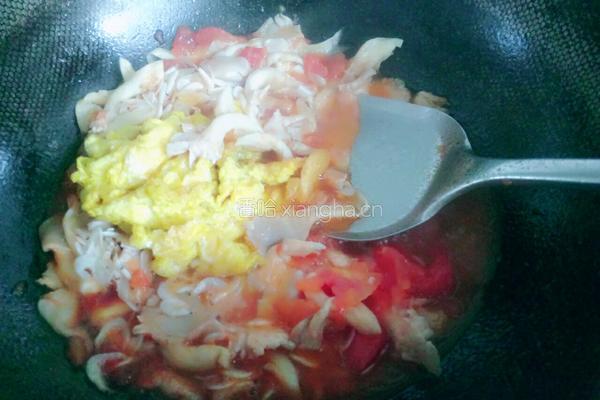 西红柿蘑菇鸡蛋炒青菜的做法图解10
