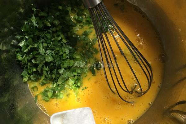 香菜葱花鸡蛋饼的做法图解2