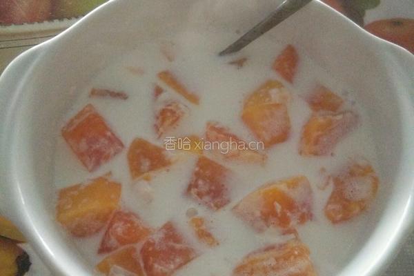 木瓜炖牛奶的做法图解4