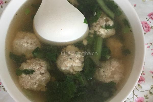 小白菜豆腐肉丸汤的做法图解3