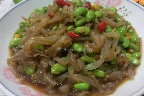 海蛰丝凉拌青黄豆的做法图解8