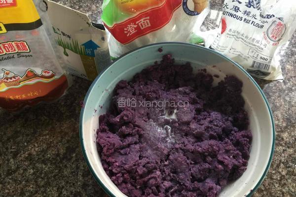 芝麻红豆馅紫薯饼的做法图解4