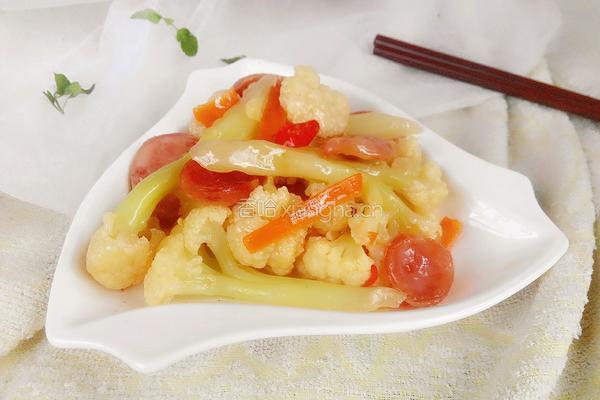 花菜炒香肠的做法图解8
