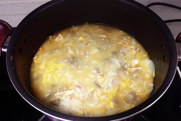 牛肉虾仁白菜鸡蛋粥的做法图解7