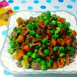 豌豆胡萝卜炒牦牛肉的做法[图]