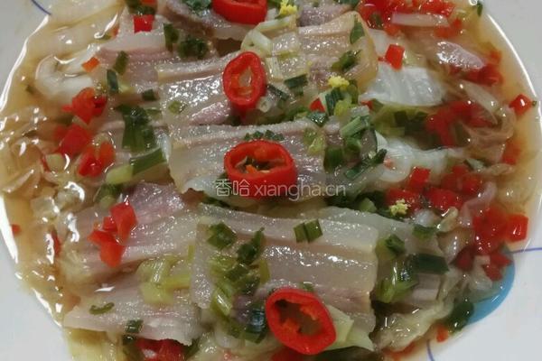 五花咸肉蒸白菜的做法图解7