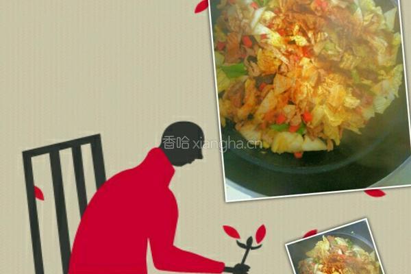 白菜炒肉的做法图解3