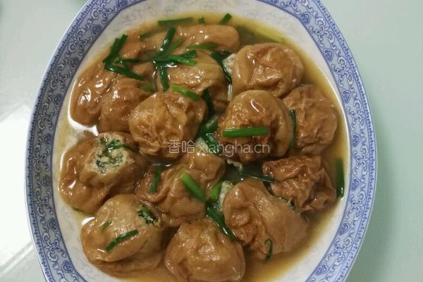 荠菜肉末塞油面筋