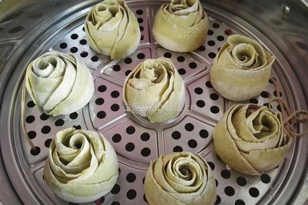 玫瑰花肉馒头(抹茶)的做法图解14