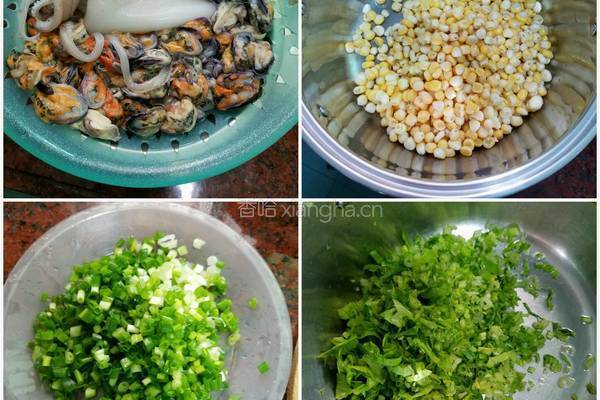 四味饺子(玉米鱿鱼淡菜芹菜)的做法图解1