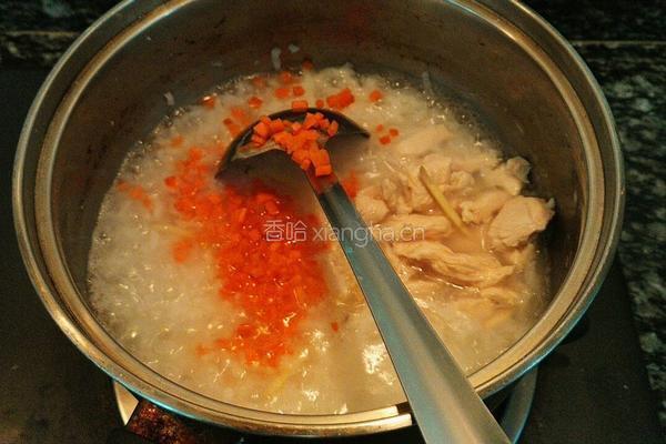 鲜虾鸡肉蘑菇粥的做法图解3