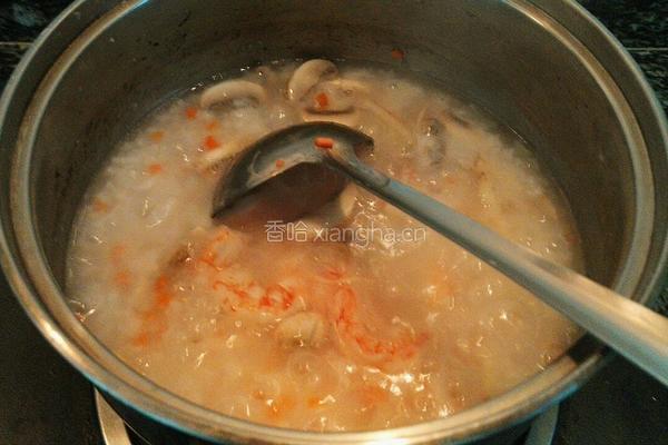 鲜虾鸡肉蘑菇粥的做法图解5