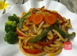 番茄酱三丝炒乌冬面的做法图解11