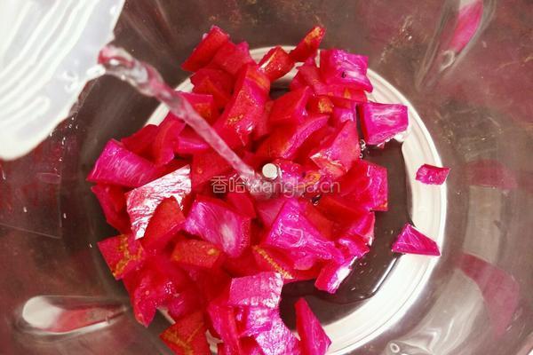 火龙果皮蒸蛋糕（半成品）的做法图解3
