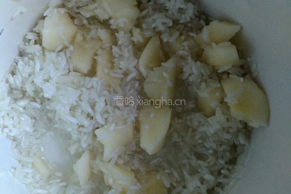 红枣苹果绿茶粥的做法图解3