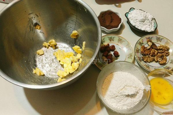 巧克力坚果饼干的做法图解1
