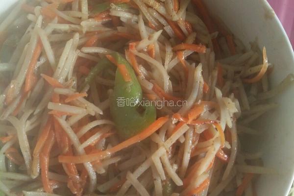 青椒土豆胡萝卜丝的做法图解10