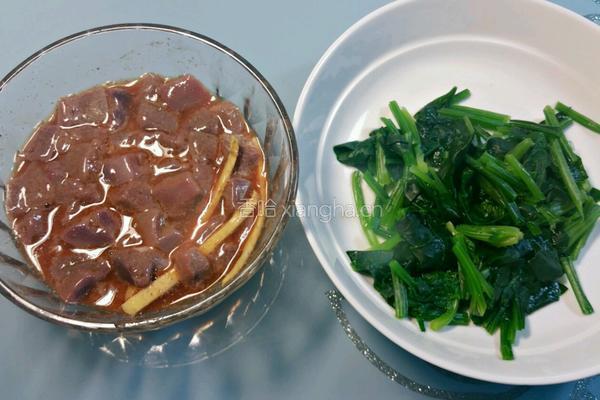 菠菜猪肝粥的做法图解5