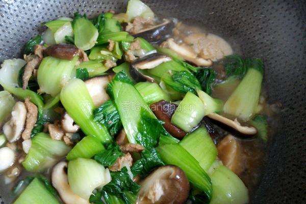 肉炒香菇油菜的做法图解8