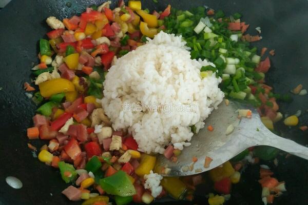 五彩菠萝饭的做法图解9