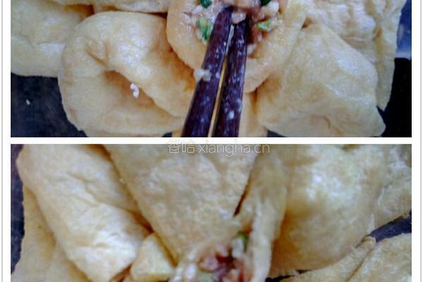 酿蒸油豆腐的做法图解4