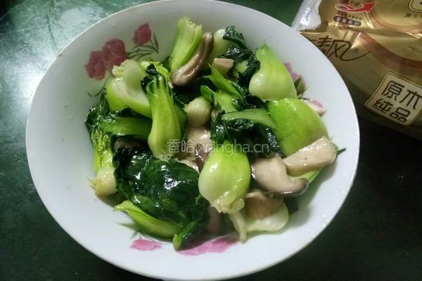 青菜炒蘑菇的做法图解8