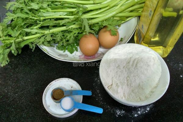 桐蒿煎蛋饼的做法图解1