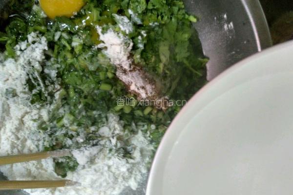 桐蒿煎蛋饼的做法图解4