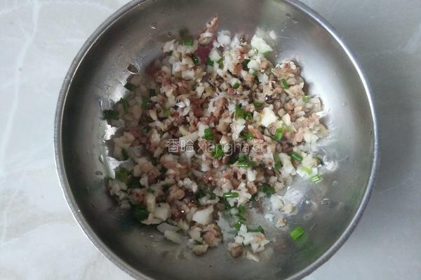 米饺煎饺(香菇腊肉马蹄米饭馅)的做法图解5