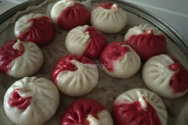 菠萝馅双色蒸包的做法图解8