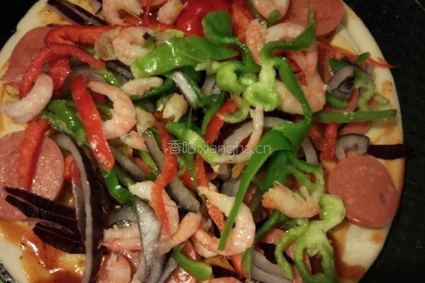 电饼铛香肠虾仁披萨的做法图解5