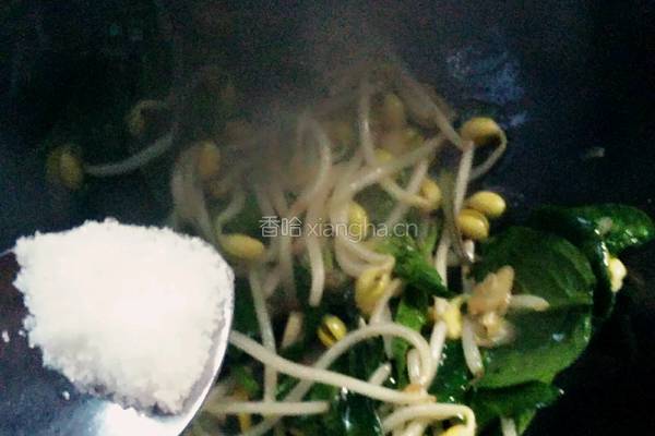 菠菜炒黄豆芽的做法图解7