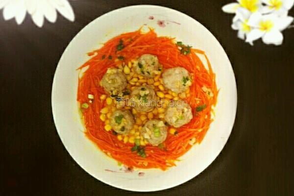 胡萝卜丝蒸肉丸的做法图解7