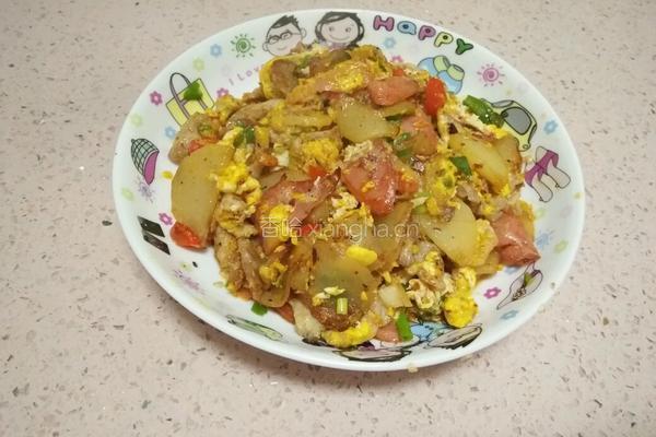土豆片炒鸡蛋火腿