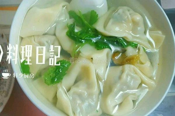 荠菜青菜金针菇肉馅元宝馄饨的做法图解18