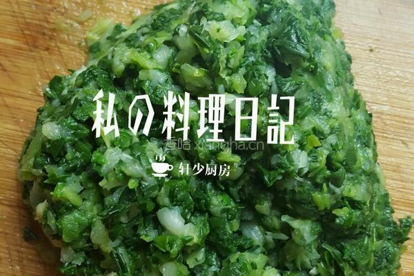 荠菜青菜金针菇肉馅元宝馄饨的做法图解9