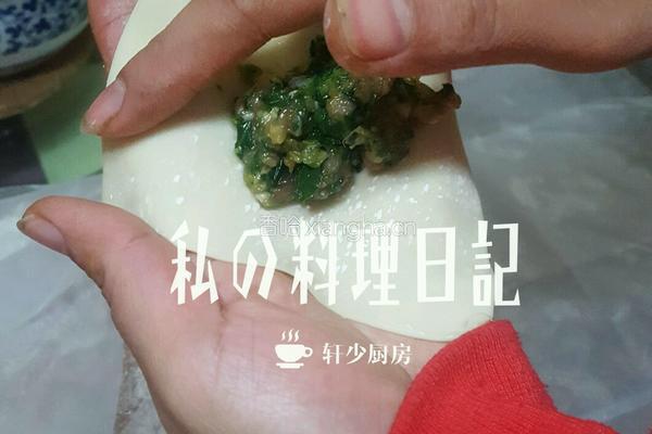 荠菜青菜金针菇肉馅元宝馄饨的做法图解12