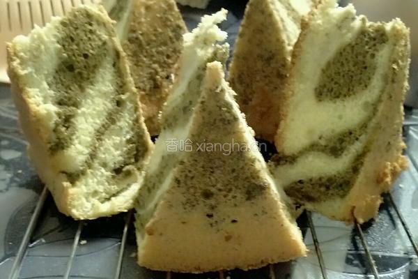 抹茶味斑马纹戚风蛋糕的做法图解13