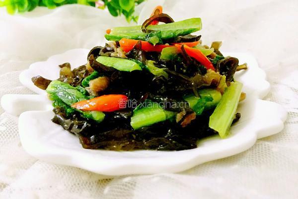 青菜木耳炒肉的做法图解12