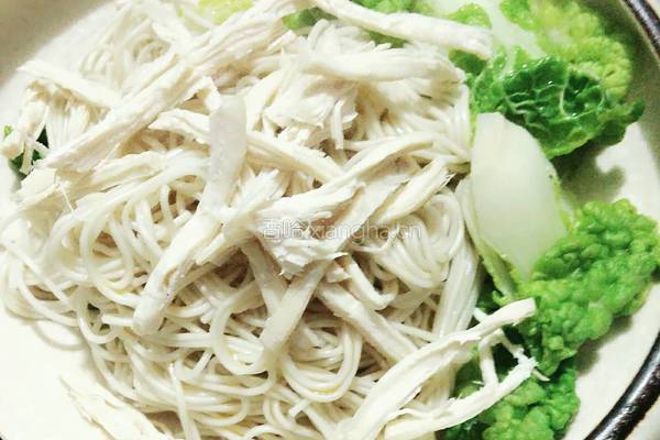 青菜鸡丝面的做法图解7