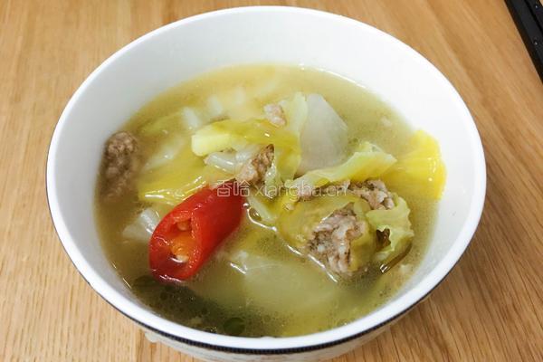 酸萝卜泡菜肉丸汤的做法图解4