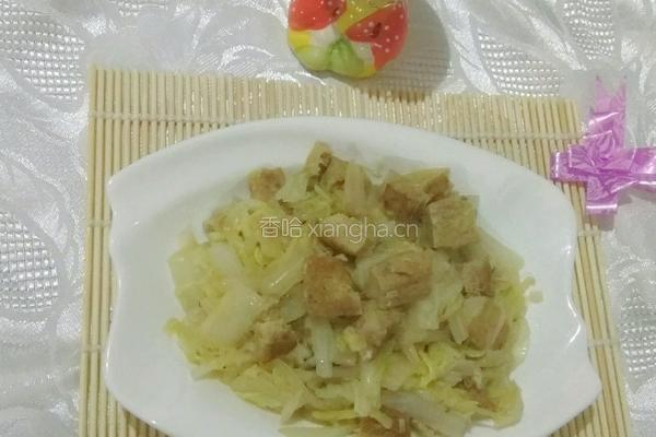 炒白菜冻豆腐块的做法图解3